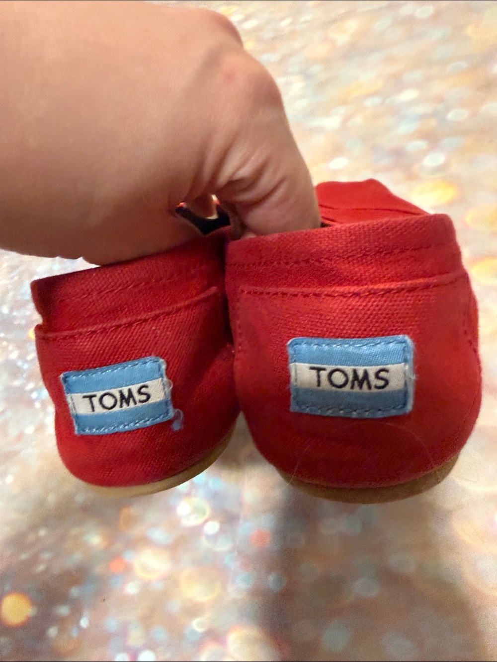 Toms Red Canvas Slip-On Flats 8 - Picture 5 of 5